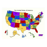 Colourful United States Maps School Poster posters