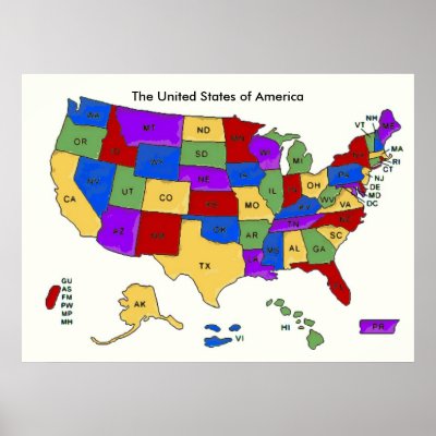 Colourful United States Maps School Poster by cutencomfy