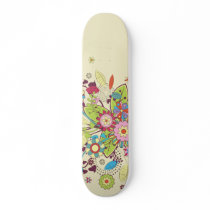 colourful vector flower tree bliss.ai custom skate board