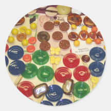 Colourful Vintage Buttons Round Stickers