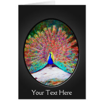 Colourful Vintage Peacock art Card