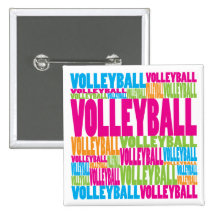 Colourful Volleyball Pinback Button