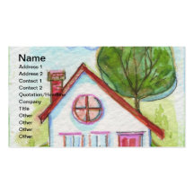 Colourful Watercolor House Business Cards