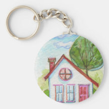 Colourful Watercolor House Key Chains