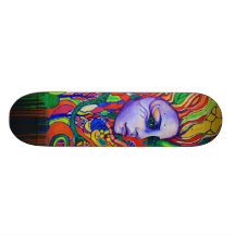 Colourful Woman's Face Graffiti in Vinnitsa Ukrain Skate Deck