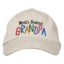 Colourful World's Greatest Grandpa Embroidered Baseball Caps