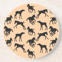 Colt Foal Silhouettes Drink Coaster