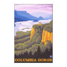 Columbia River Gorge Scene with Crown Point Stretched Canvas Print