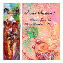 COLUMBINE,Mardi Gras, Sweet 16 Masquerade Party Personalized Invitation