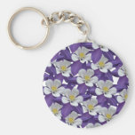 Columbine Purple and White Flowers Patten Keychain