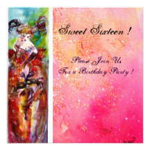 COLUMBINE,Sweet Sixteen Masquerade Party,fuchsia Invites