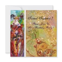 COLUMBINE,Sweet Sixteen Masquerade Party,yellow Custom Announcement