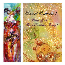 COLUMBINE,Sweet Sixteen Masquerade Party,yellow Custom Announcement