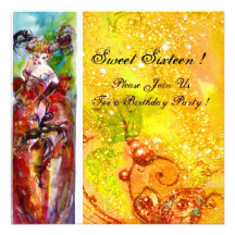 COLUMBINE,Sweet Sixteen Masquerade Party,yellow Personalized Invitations