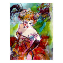 COLUMBINE / Venetian Masquerade Ball Postcard