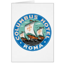 Columbus Hotel, Roma Luggage Label Card