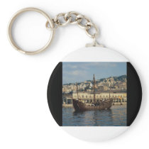 Columbus", St. Mary Caravel in Genova port, Italy Keychain