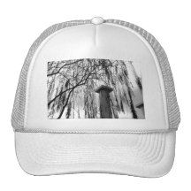 Column Under Weeping tree Black and White Picture Hats