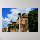 Columns of an old ruins, Roman Forum panorama Print