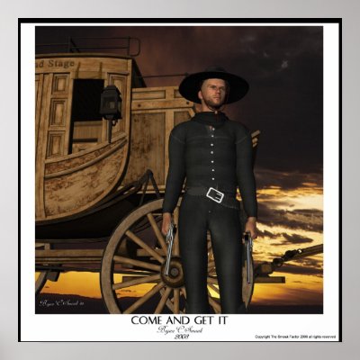 "Come and Get it" Western Artwork Gunslinger Art by sexyshirts2
