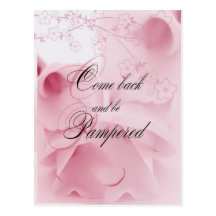 come back and be pampered post cards