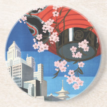 Come to Tokyo Vintage Japan Travel Poster Coaster