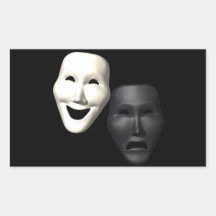Comedy Tragedy Masks Rectangular Sticker