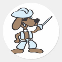 comic dog runde aufkleber