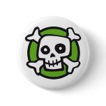 comic skull pinback button