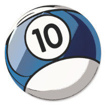 Comic Style Number 10 Billiards Ball Sticker
