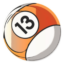 Comic Style Number 13 Billards Ball Stickers