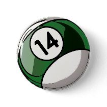 Comic Style Number 14 Billiards Ball Pins