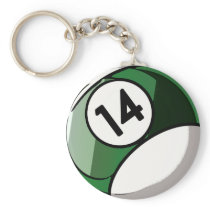Comic Style Number 14 Billiards Ball Keychain