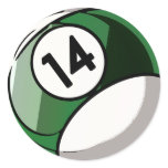 Comic Style Number 14 Billiards Ball stickers