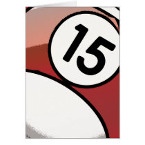 Comic Style Number 15  Billiards Ball Greeting Cards