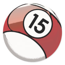 Comic Style Number 15  Billiards Ball Sticker