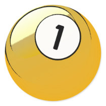 Comic Style Number 1 Billiards Ball Round Sticker