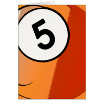 Comic Style Number 5 Billiards Ball Cards