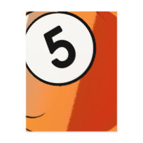 Comic Style Number 5 Billiards Ball Postcards