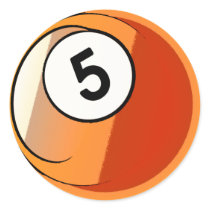Comic Style Number 5 Billiards Ball Sticker