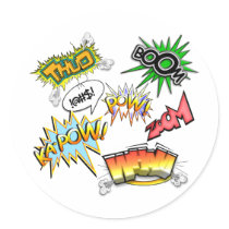 Comic Variety Round Stickers