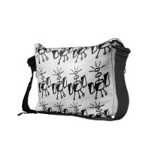 Comical Black & White Spaceship Design Mssgr Bag Commuter Bags