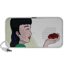 Comical Brunette Laptop Speaker