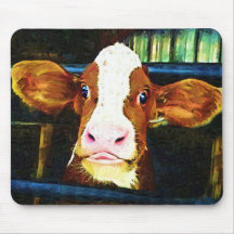 Comical Cow Face Mousepads