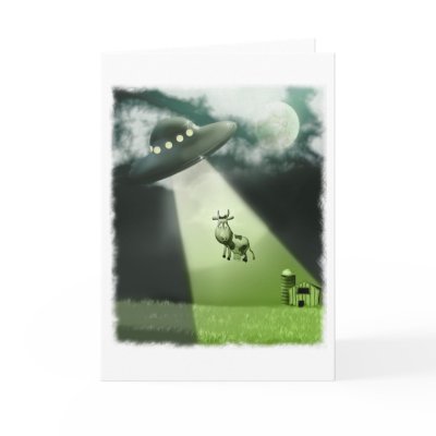 Comical UFO Cow Abduction Card by MDKgraphics