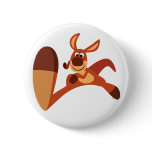 "Coming!!" Cute Cartoon Kangaroo Button Badge