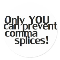 'Comma Splices' Whte Sticker