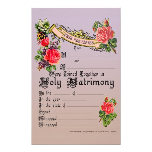 Commemorative Wedding License Personalized Stationery