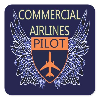 Commercial Airlines Pilot Square Stickers by dgpaulart