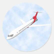 Commercial Jet Airplane: 3D Model: Round Sticker